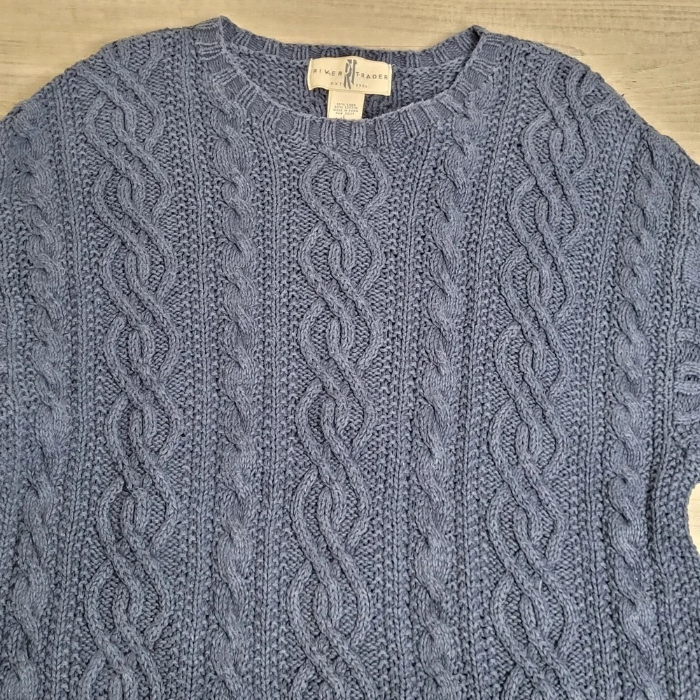 Vintage River Trader Sweater Mens L Linen Blend Fisherman‎ Chunky Cable 90's Y2K